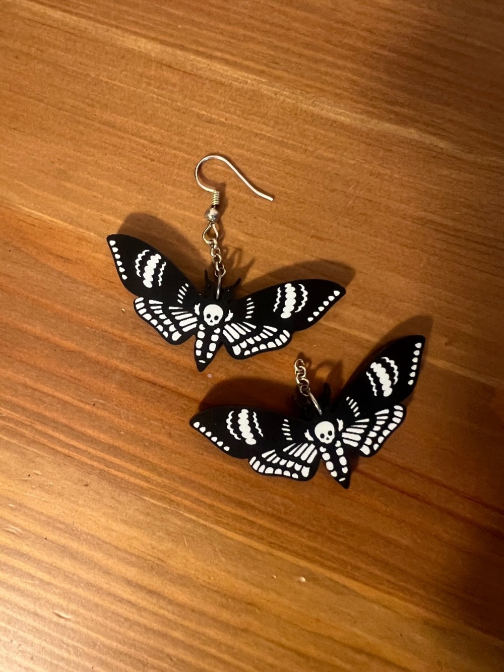 Gothic Deaths Head Moth Earrings
